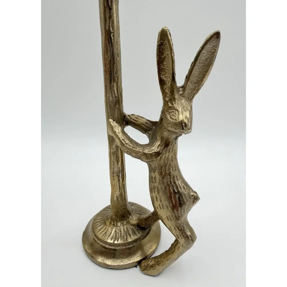 Anthropologie Style Brass Finished Meeting Post Taper Dinner Candle Holder Pair